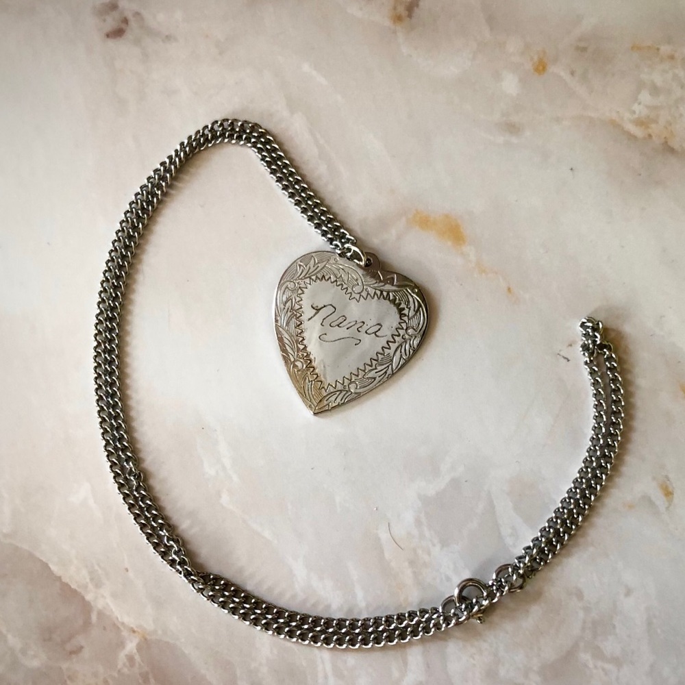 Engraved Heart Shaped Necklace for Grandma